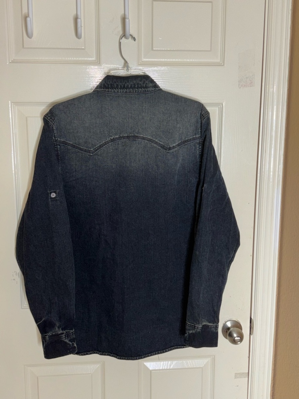 Cult of Individuality Western Pearl Snap Shirt Mens Blue Distressed Denim Large - Picture 7 of 12